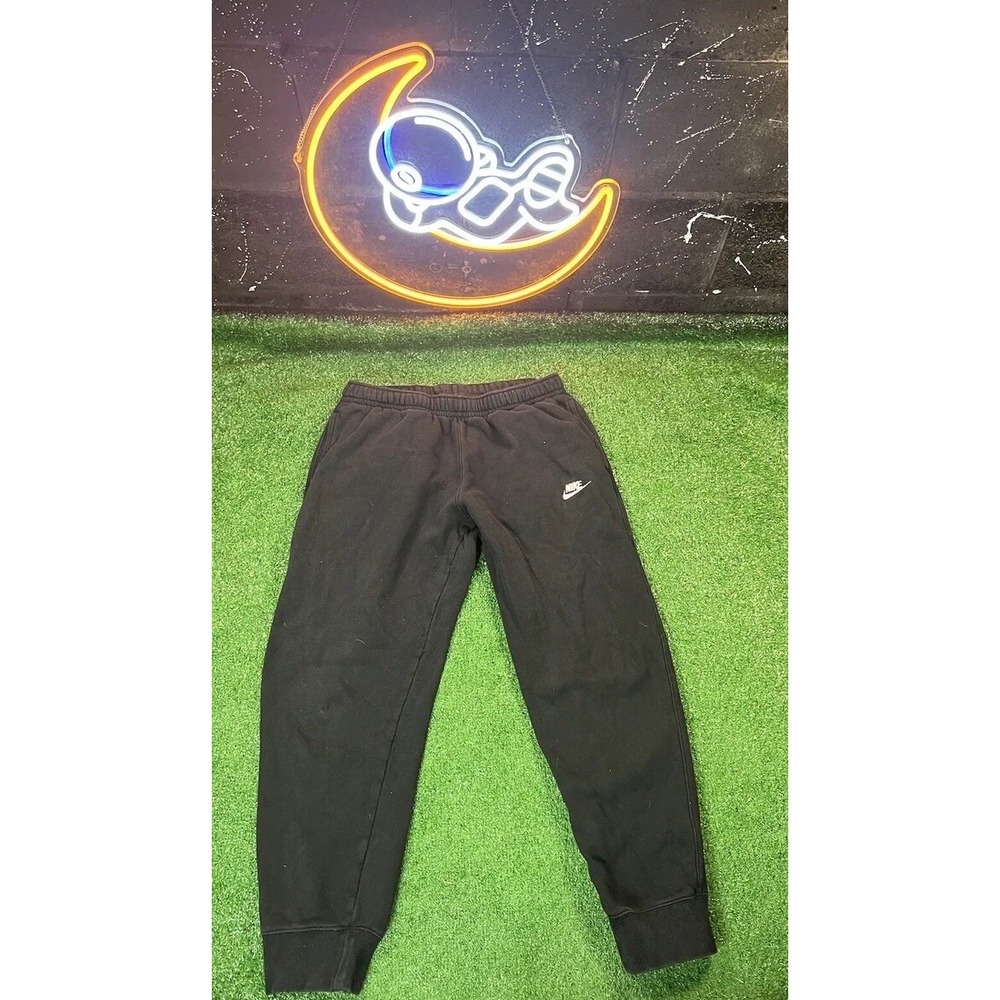 Vintage Nike Y2k Black Mens Sweatpants Joggers Sz‎ LG White Tag Embroidered Logo